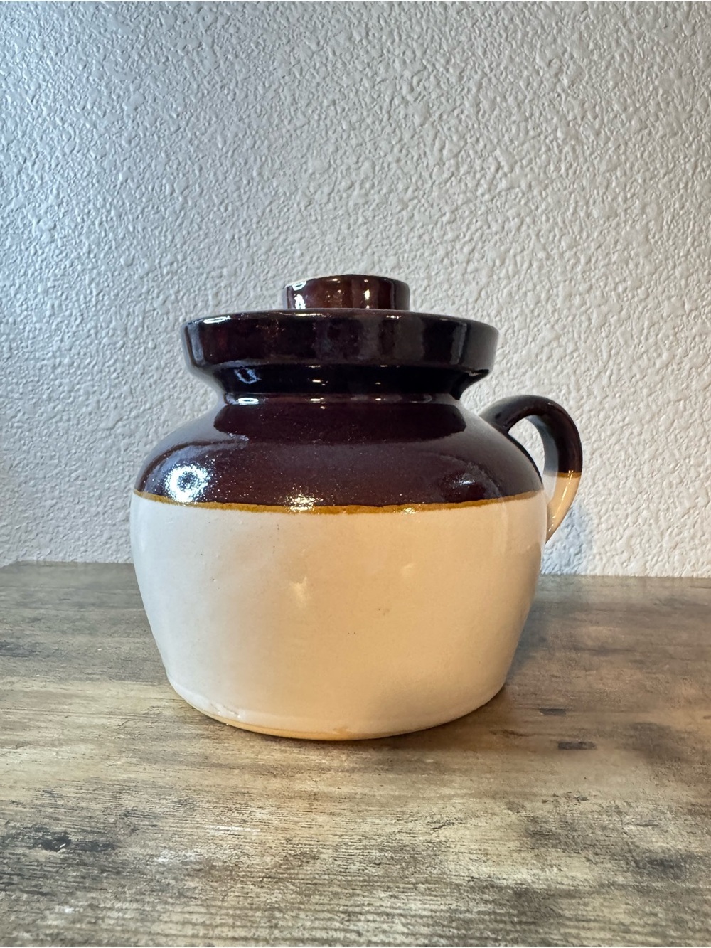 Brown & Cream Stoneware Crock Jar with Lid - Picture 12 of 12